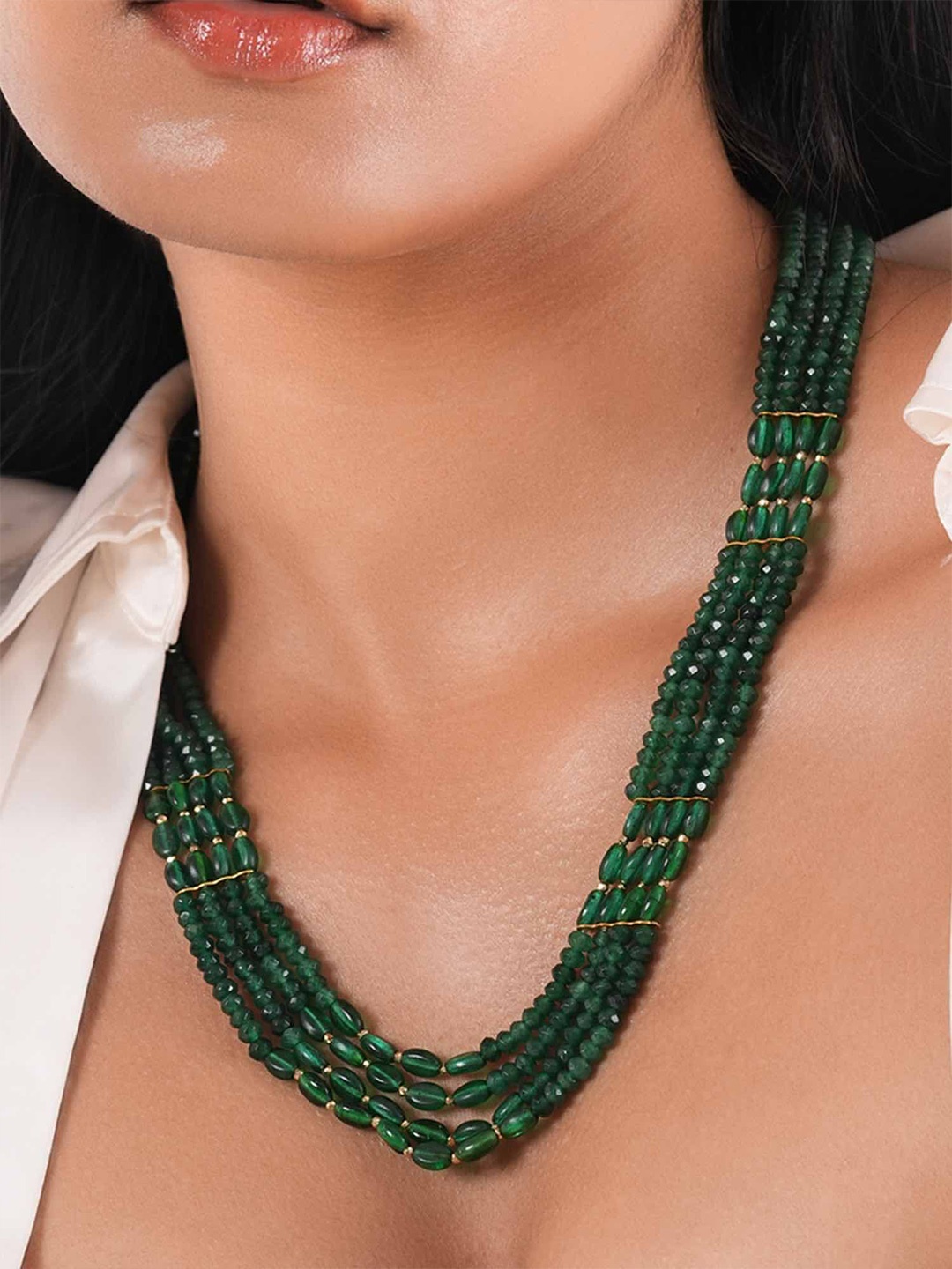 

D'oro Euphemia Beaded Necklace, Green