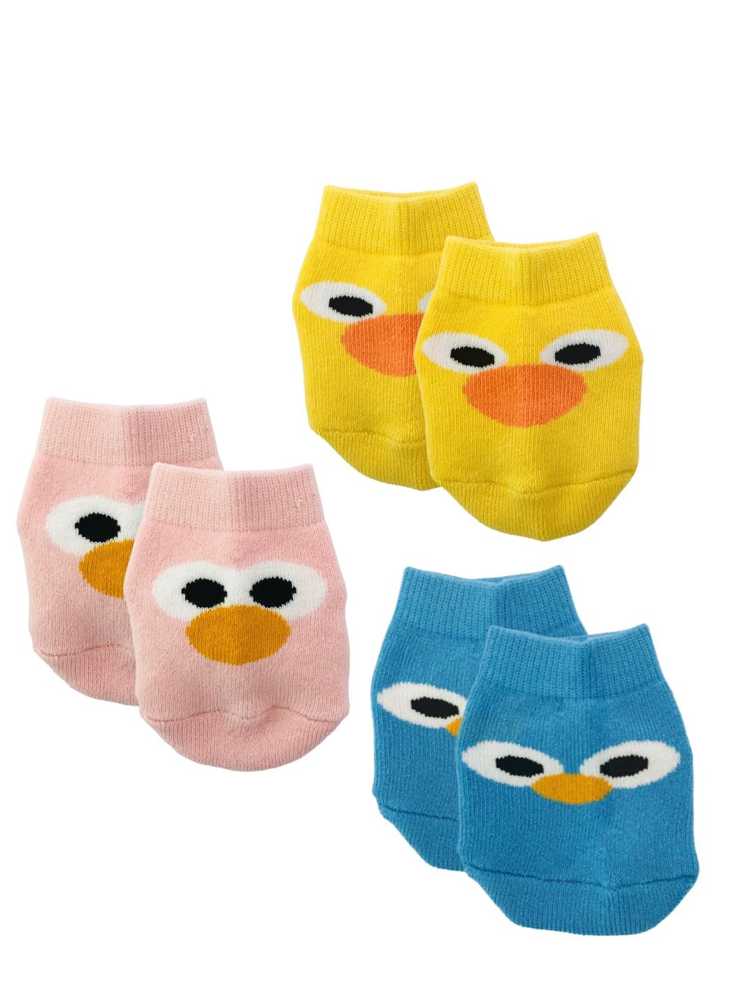 

AIR GARB Kids Pack Of 3 Bird Faces Patterned Ankle-Length Socks, Pink