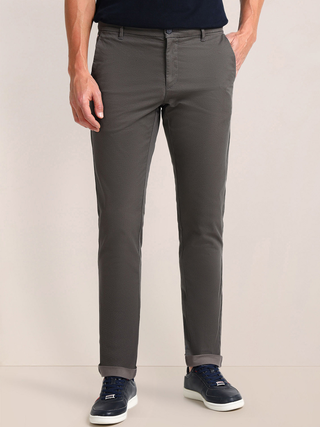 

U.S. Polo Assn. Men Mid Rise Regular Fit Trousers, Grey