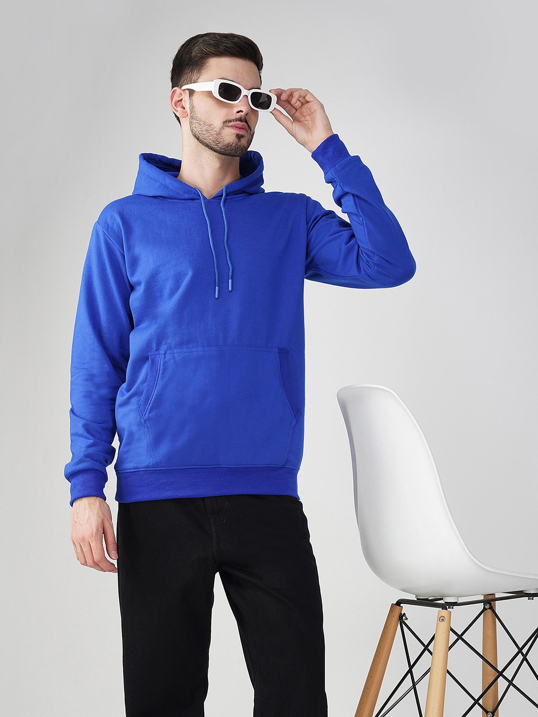 

The Roadster Lifestyle Co. Men Solid Hood Cotton Pullover Sweatshirt, Blue