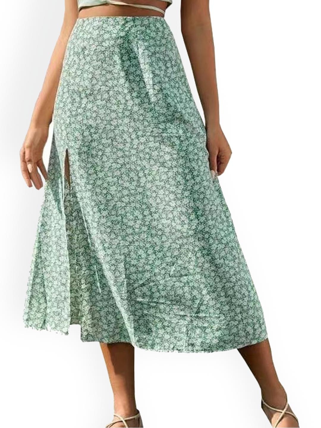 

StyleCast Women Floral Printed Flared Midi Skirt, Green