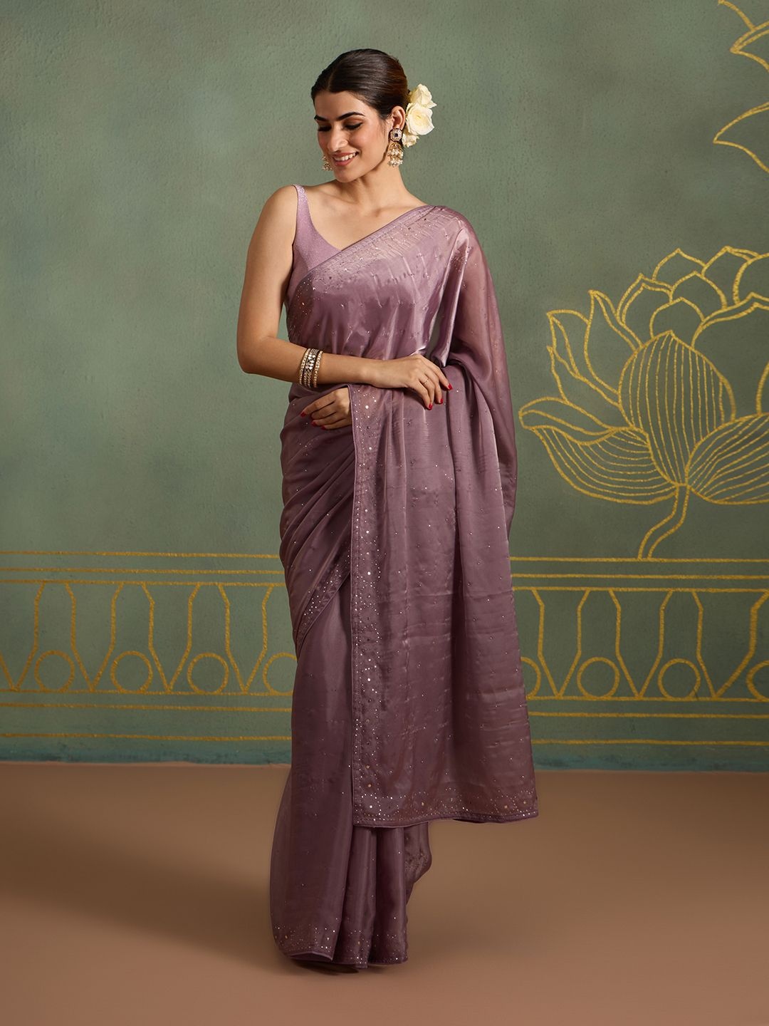 

Likha Embellished Beads and Stones Saree, Purple