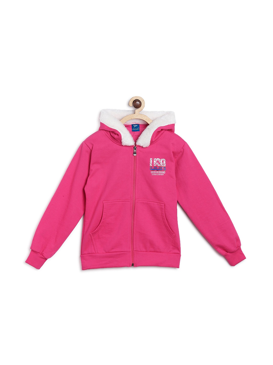 

Fashionable Boys Typography Printed Hood Front-Open Sweatshirt, Pink