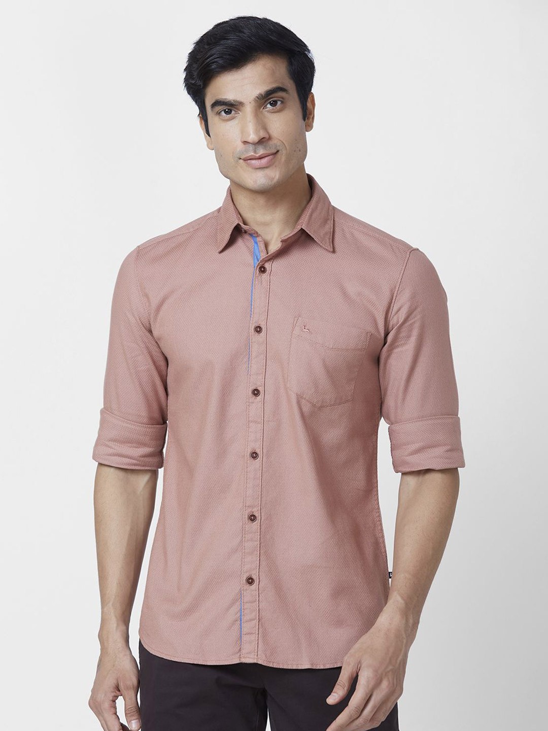 

Parx Men Spread Collar Solid Cotton Slim Fit Casual Shirt, Red