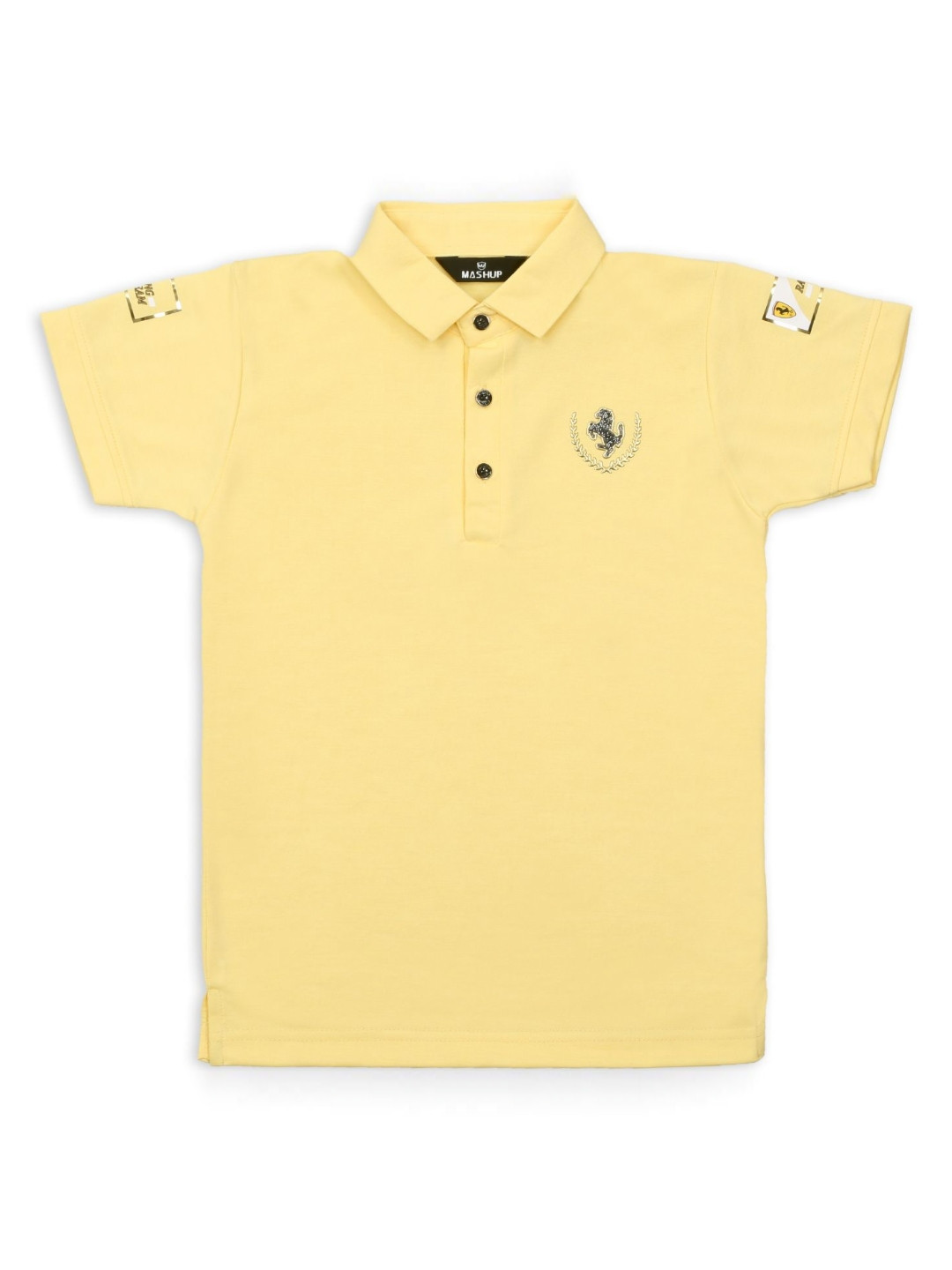 

MashUp Boys Solid Polo Collar Cotton T-shirt, Yellow