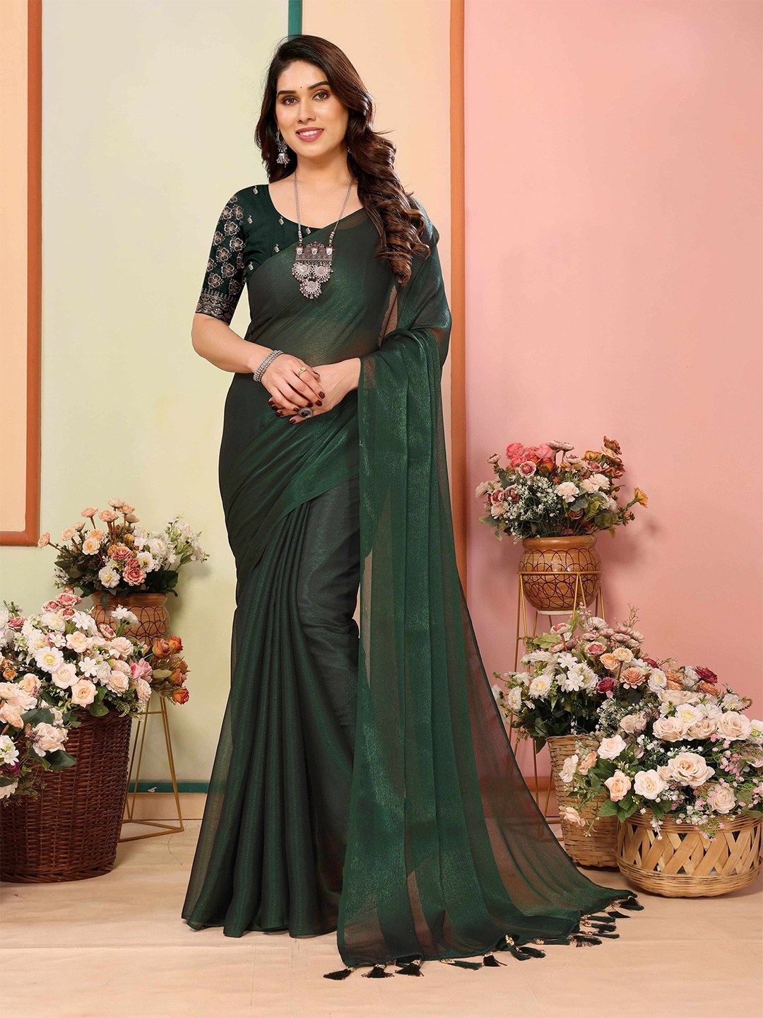 

sareyavella Mysore Silk Celebrity Saree, Green
