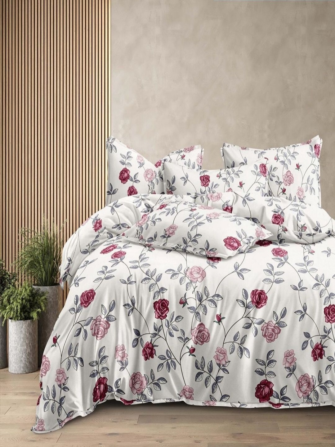 

CHICERY Purple & Pink Floral Printed Heavy Winter 350 GSM Cotton Double Bed Comforter