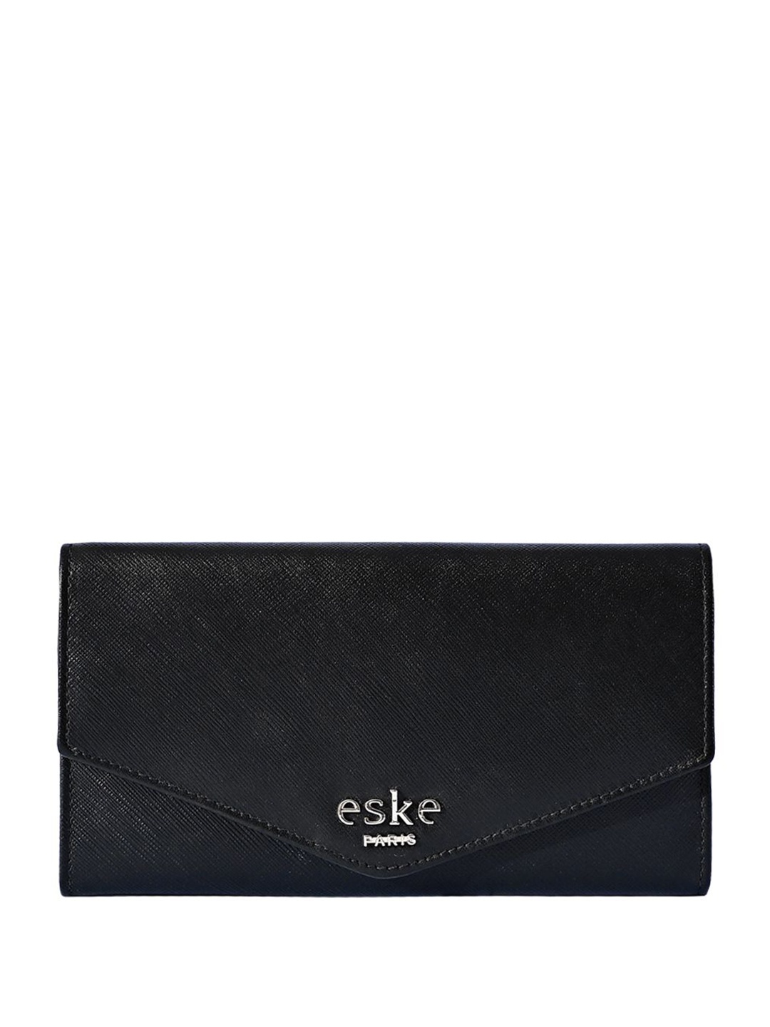 

Eske Women Leather Three Fold Wallet, Black