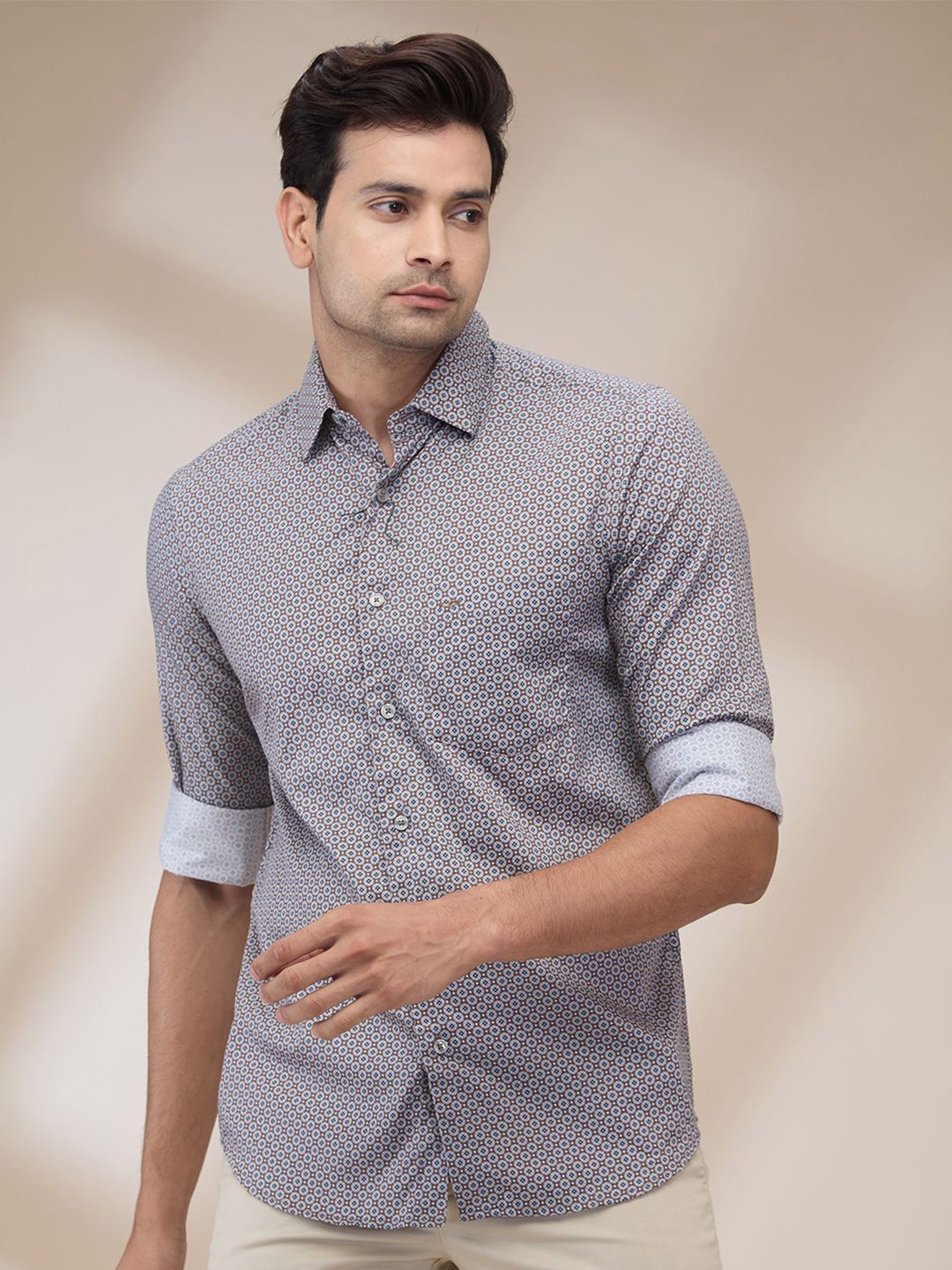 

ColorPlus Men Opaque Printed Casual Shirt, Brown