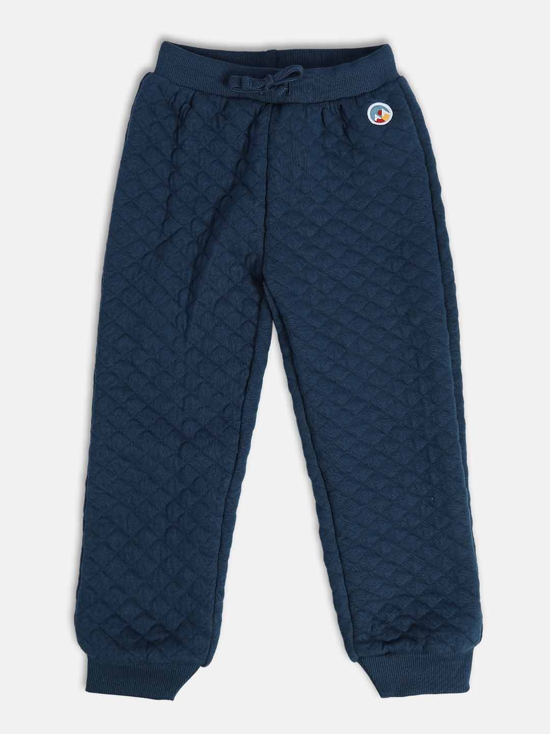 

MINI KLUB Boys Self Design Cotton Joggers Trousers, Blue