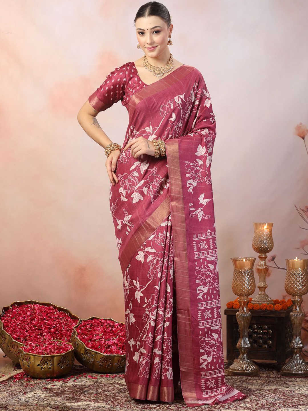 

Stylum Paisley Zari Saree, Purple