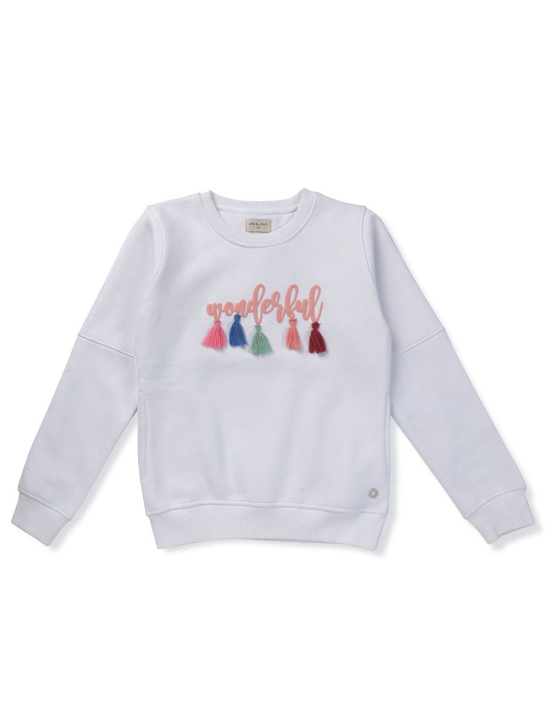 

Gini and Jony Girls Typography Printed Round Neck Cotton Pullover Sweatshirt, White