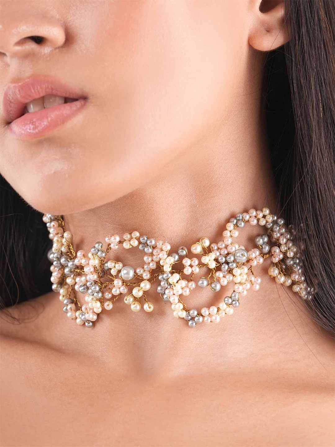 

D'oro Beaded Choker Necklace, Gold