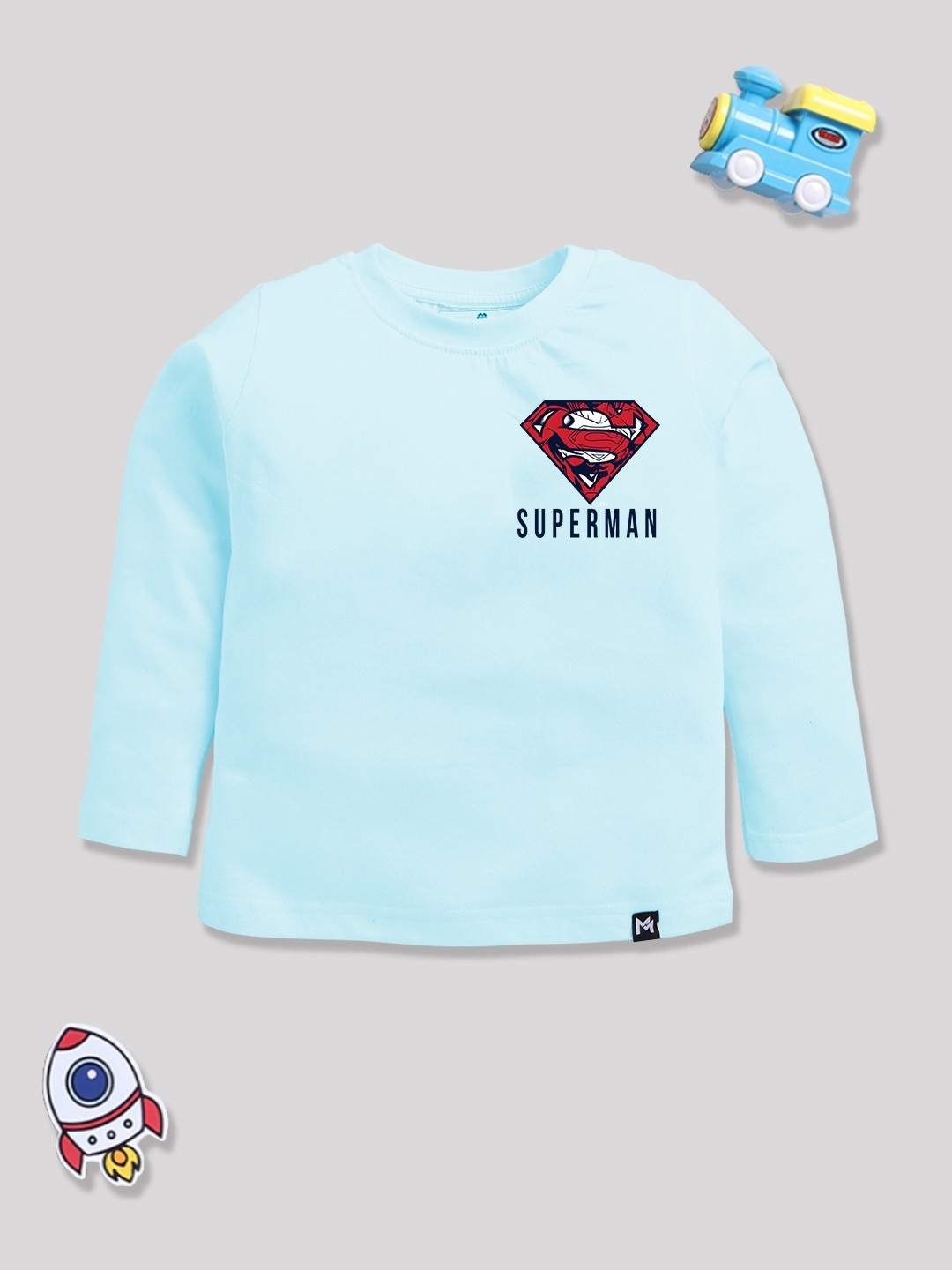 

YK X Minute Mirth Boys Superman Printed T-shirt, Blue