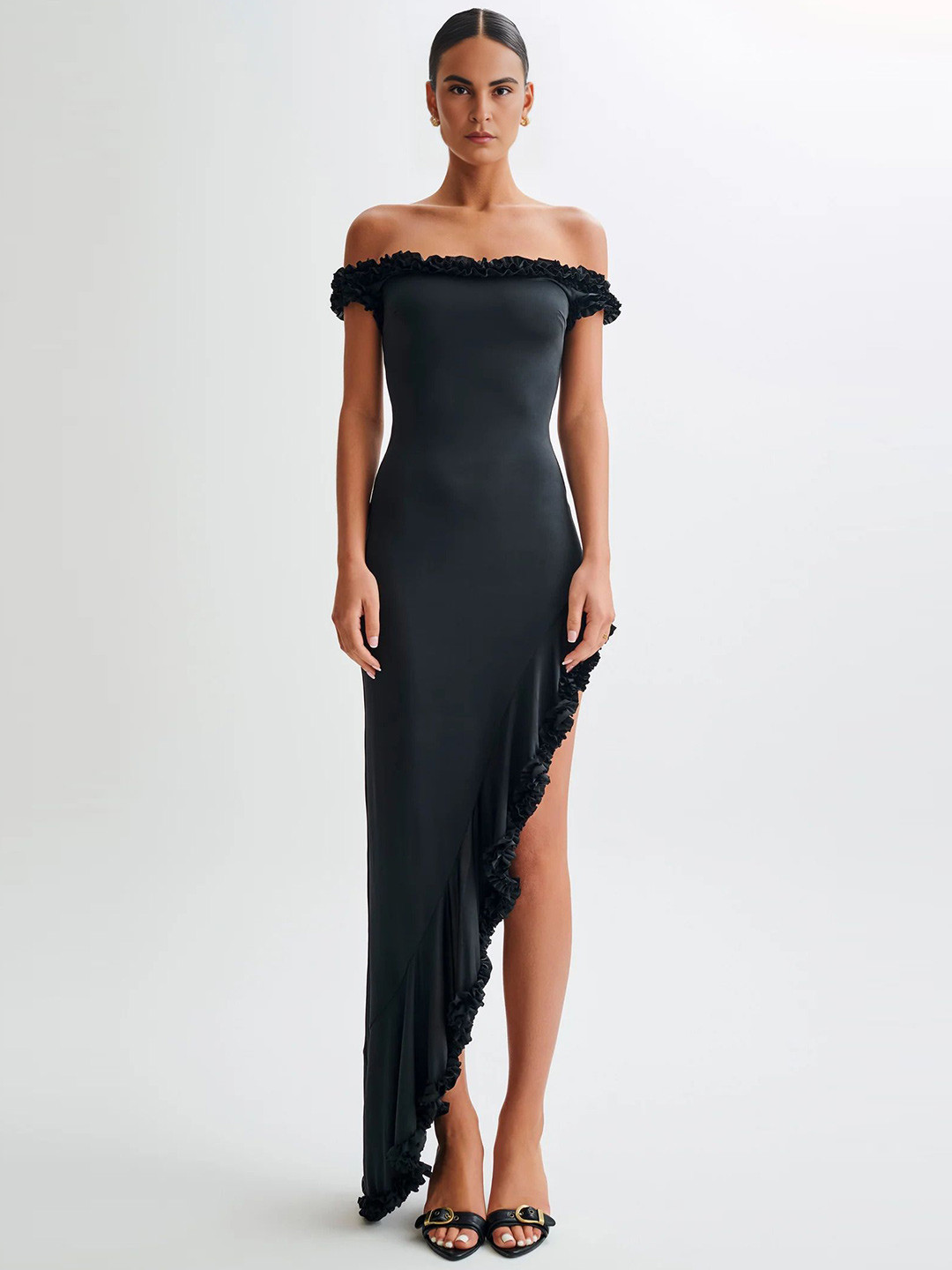 

Bee Boe Women Off-Shoulder Bodycon Maxi Dress, Black