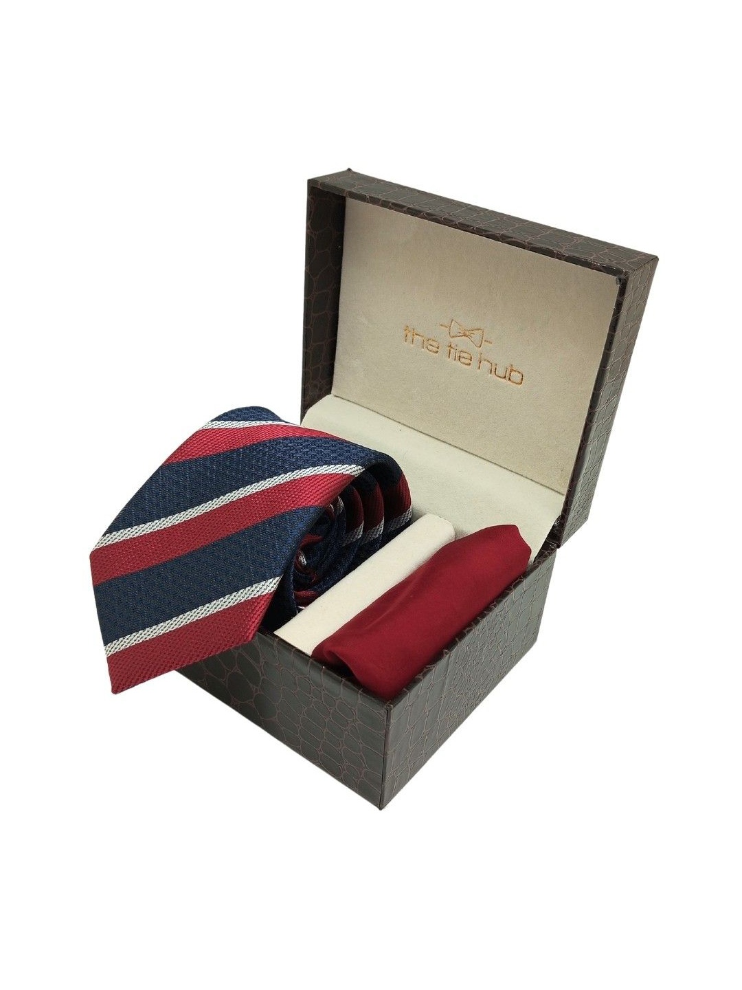 

The Tie Hub Men Accessory Gift Set Of Tie & Pocket Square, Navy blue