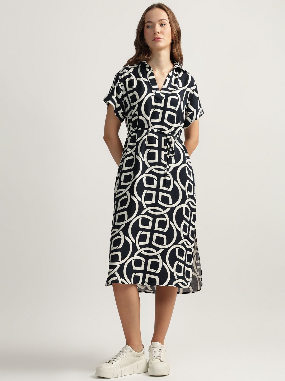 

GANT Women Print A-Line Midi Dress, Black