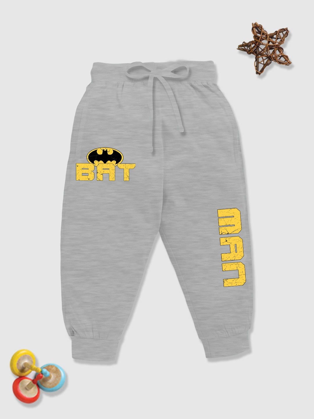 

YK X Minute Mirth Boys Batman Printed Pure Cotton Joggers, Grey