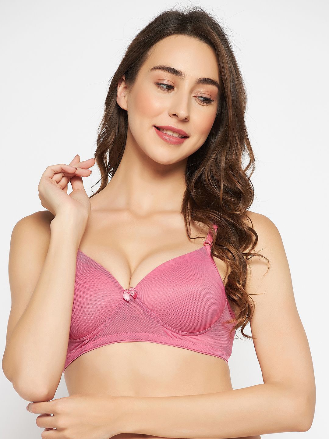 

Clovia Solid Full Coverage Lightly Padded Bra, Pink