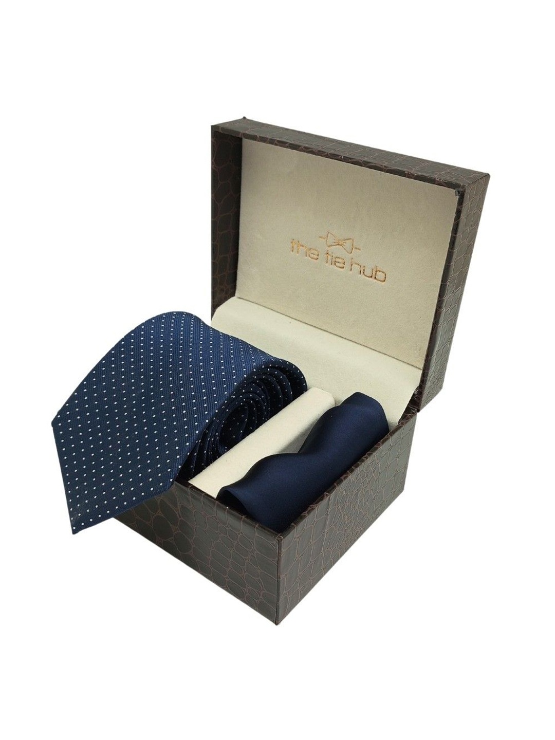 

The Tie Hub Men Accessory Gift Set Of Tie & Pocket Square, Navy blue