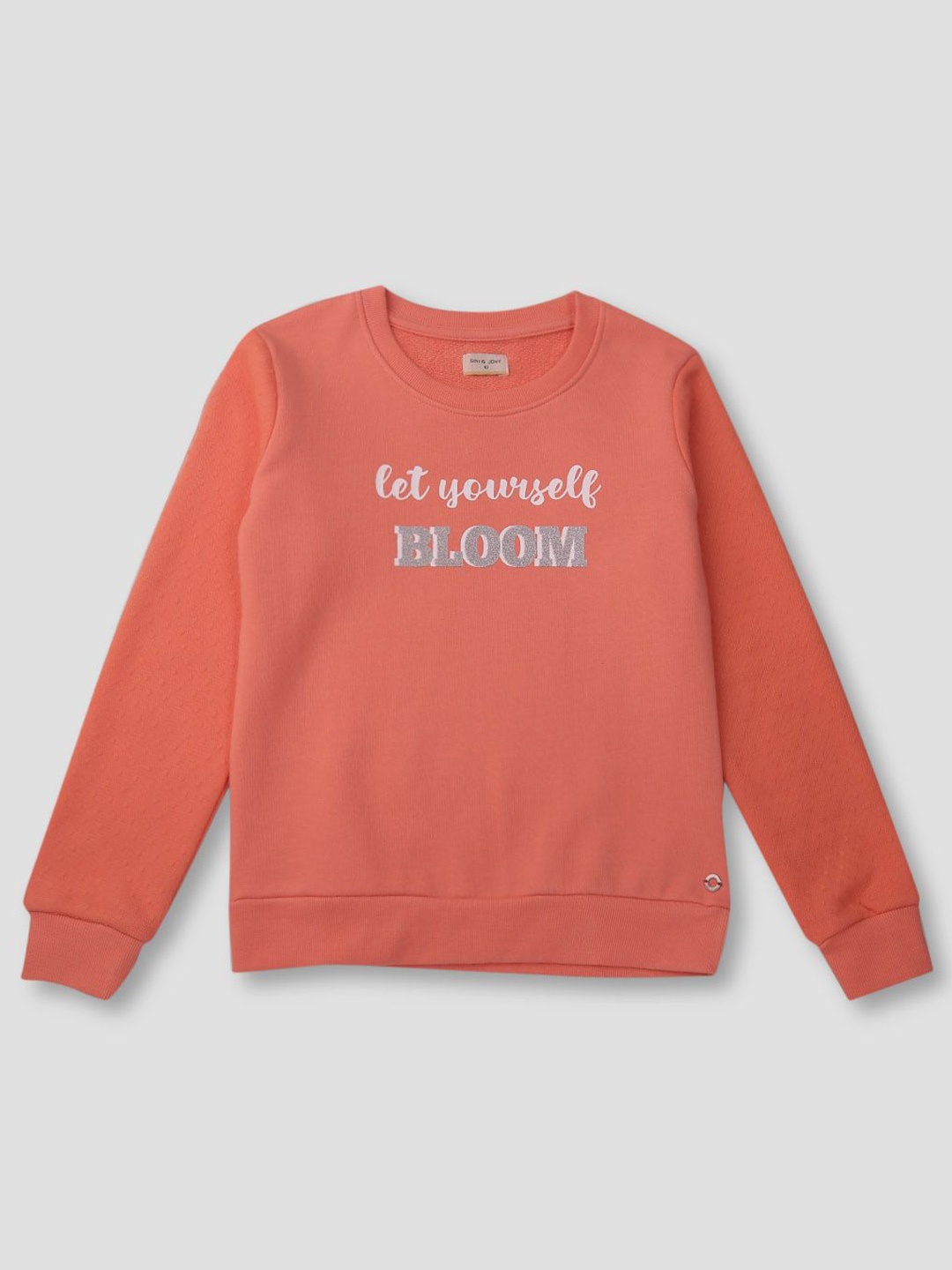 

Gini and Jony Girls Typography Printed Round Neck Cotton Pullover Sweatshirt, Peach