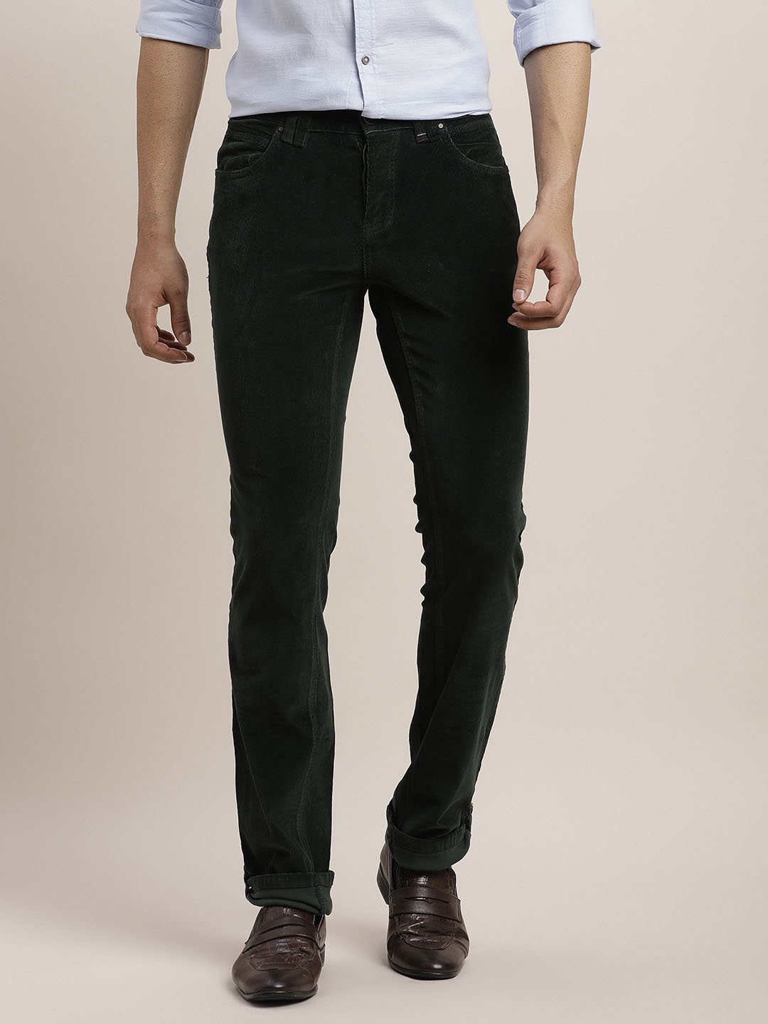 

Turtle Men Relaxed Slim Fit Chinos Trousers, Green