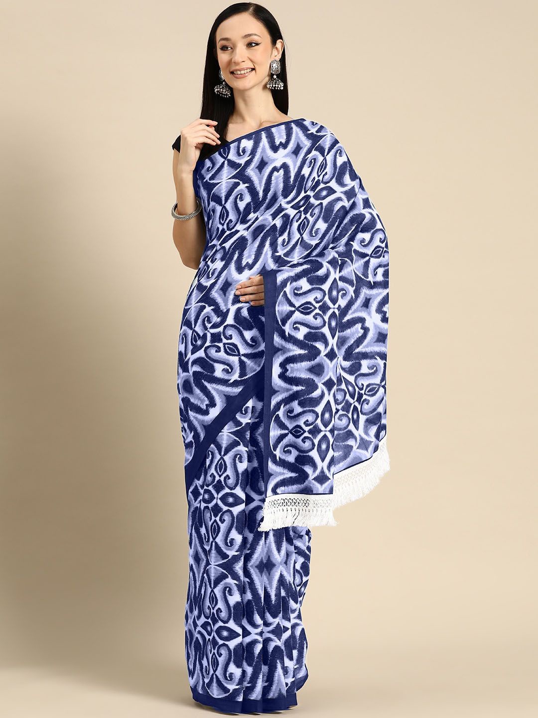 

BUTA BUTI Abstract Printed Pure Cotton Saree, Blue