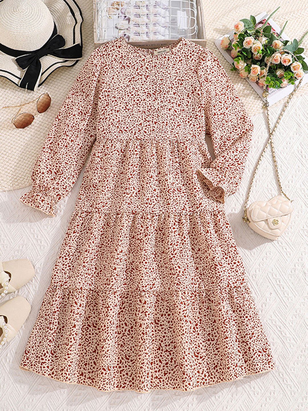 

INCLUD Girl Print Maxi Dress, Brown