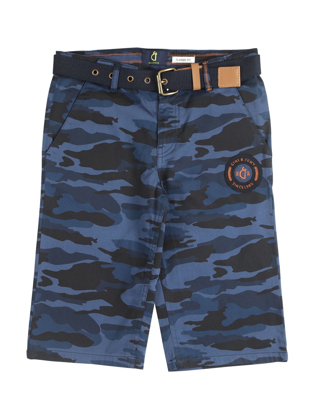 

Gini and Jony Boys Camouflage Printed Shorts, Blue