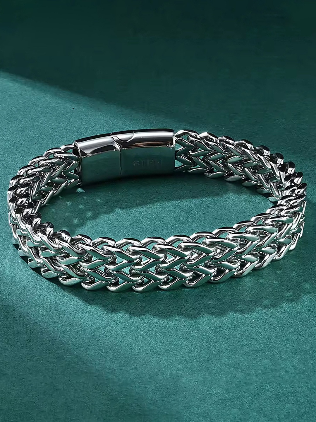 

Heer Collection Men Stainless Steel Wraparound Bracelet, Silver
