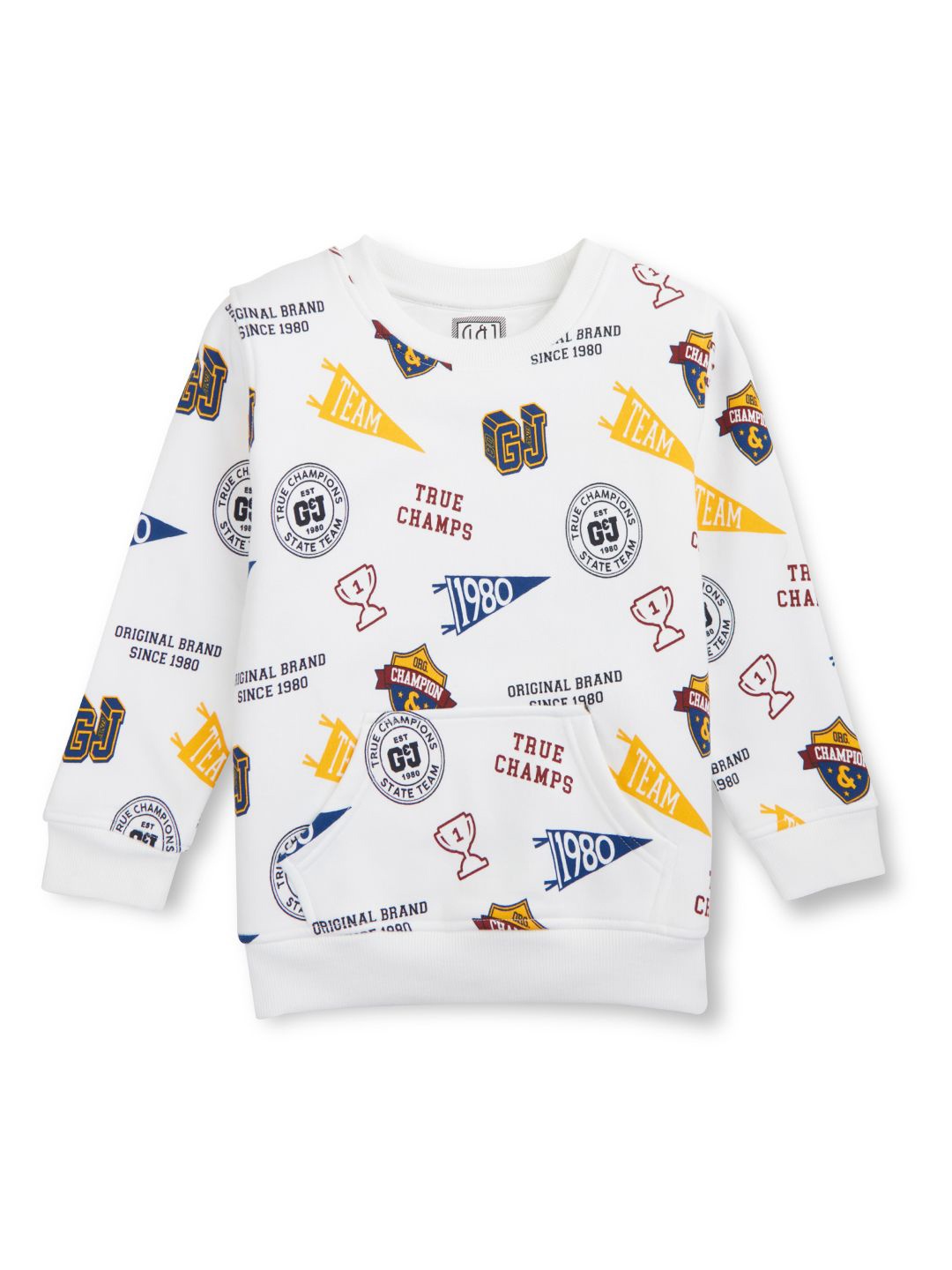 

Gini and Jony Boys Conversational Printed Round Neck Cotton Pullover Sweatshirt, White