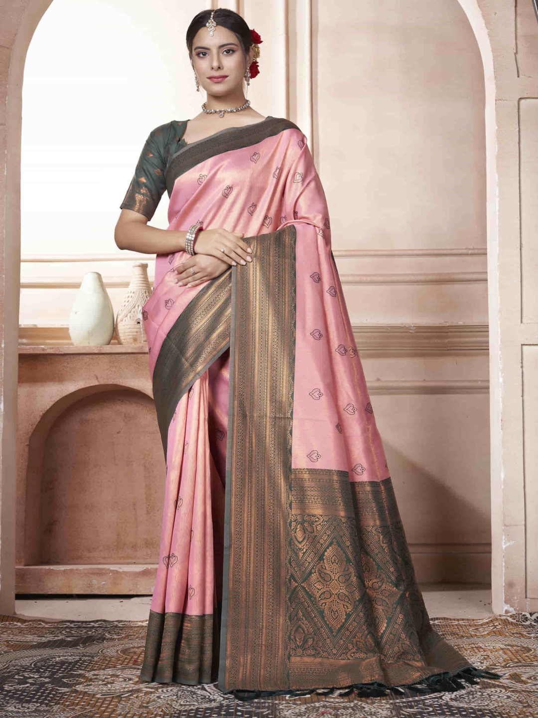 

KAYOMMI Ethnic Motifs Woven Design Zari Kanjeevaram Saree, Purple