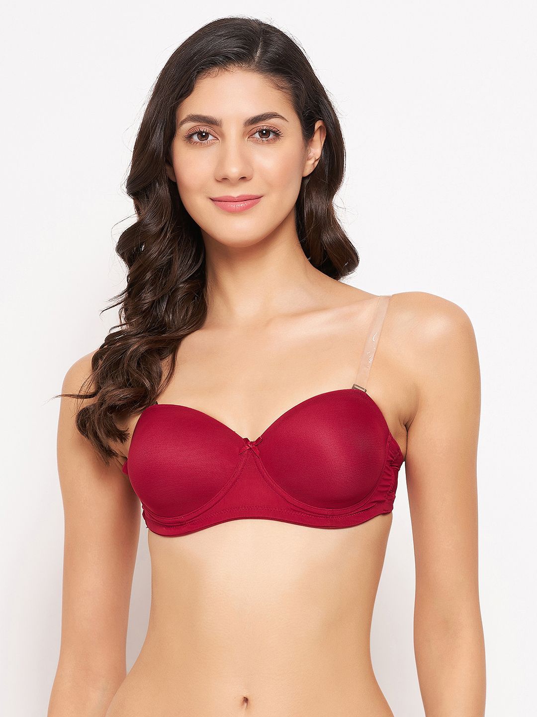 

Clovia Half Coverage Underwired Solid Lightly Padded Bra, Maroon