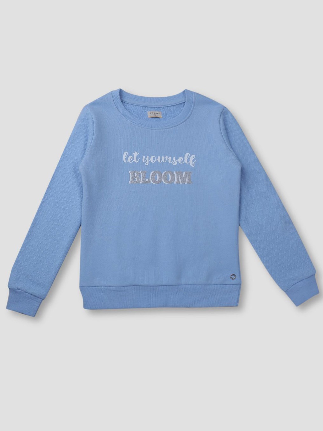 

Gini and Jony Girls Typography Printed Round Neck Cotton Pullover Sweatshirt, Blue