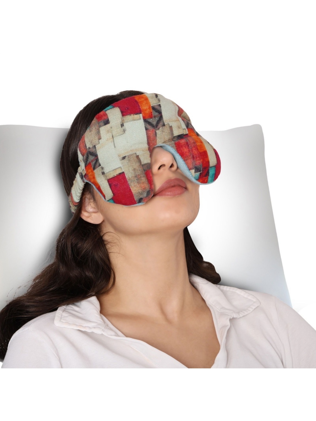 

OSCAR HOME Red & Beige Cotton Filled Cotton Breathable Sleep Pillow