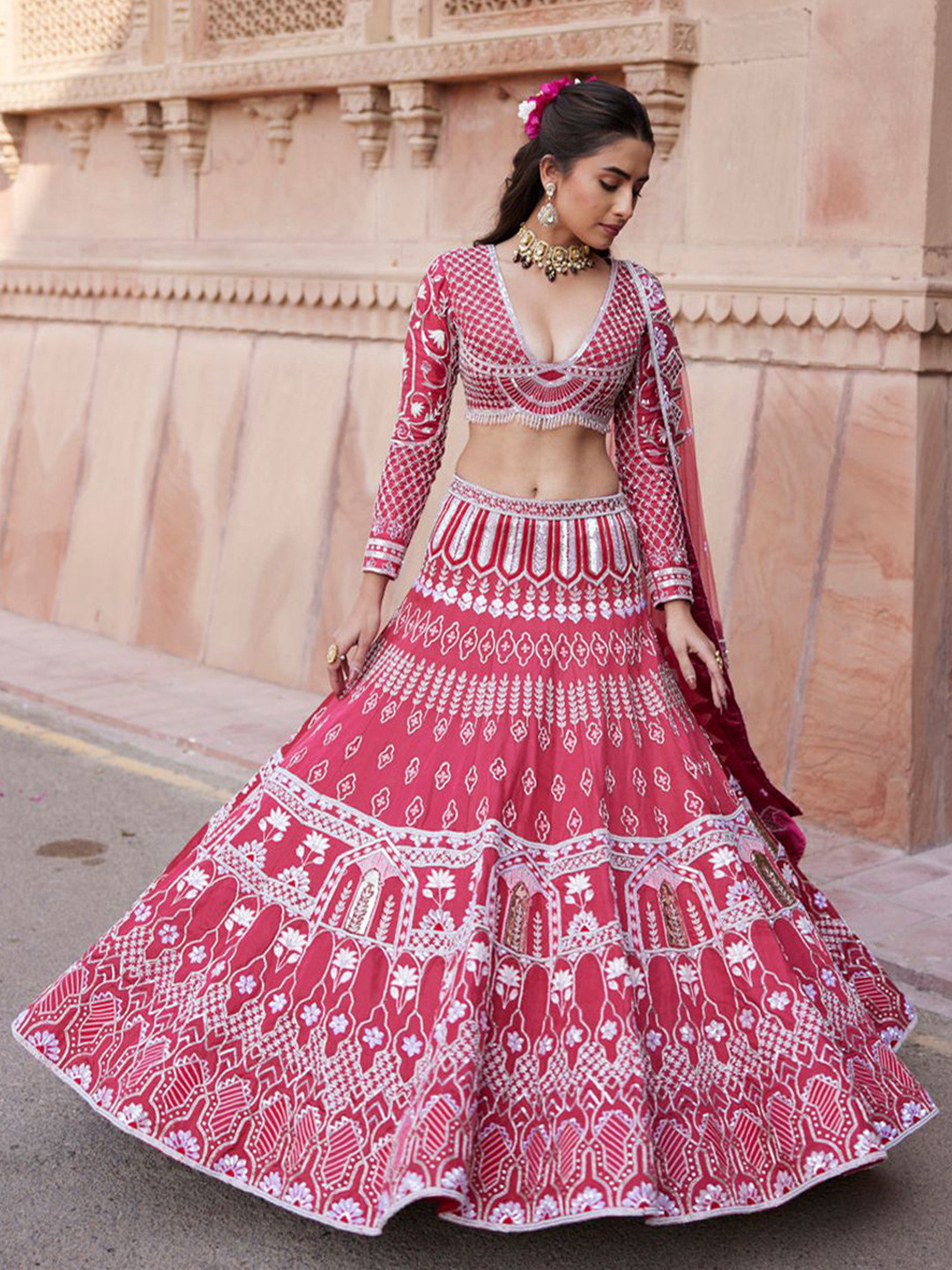 

KIASA By Ronak & Shruti Embellished Sequinned Ready to Wear Lehenga Blouse With Dupatta, Pink