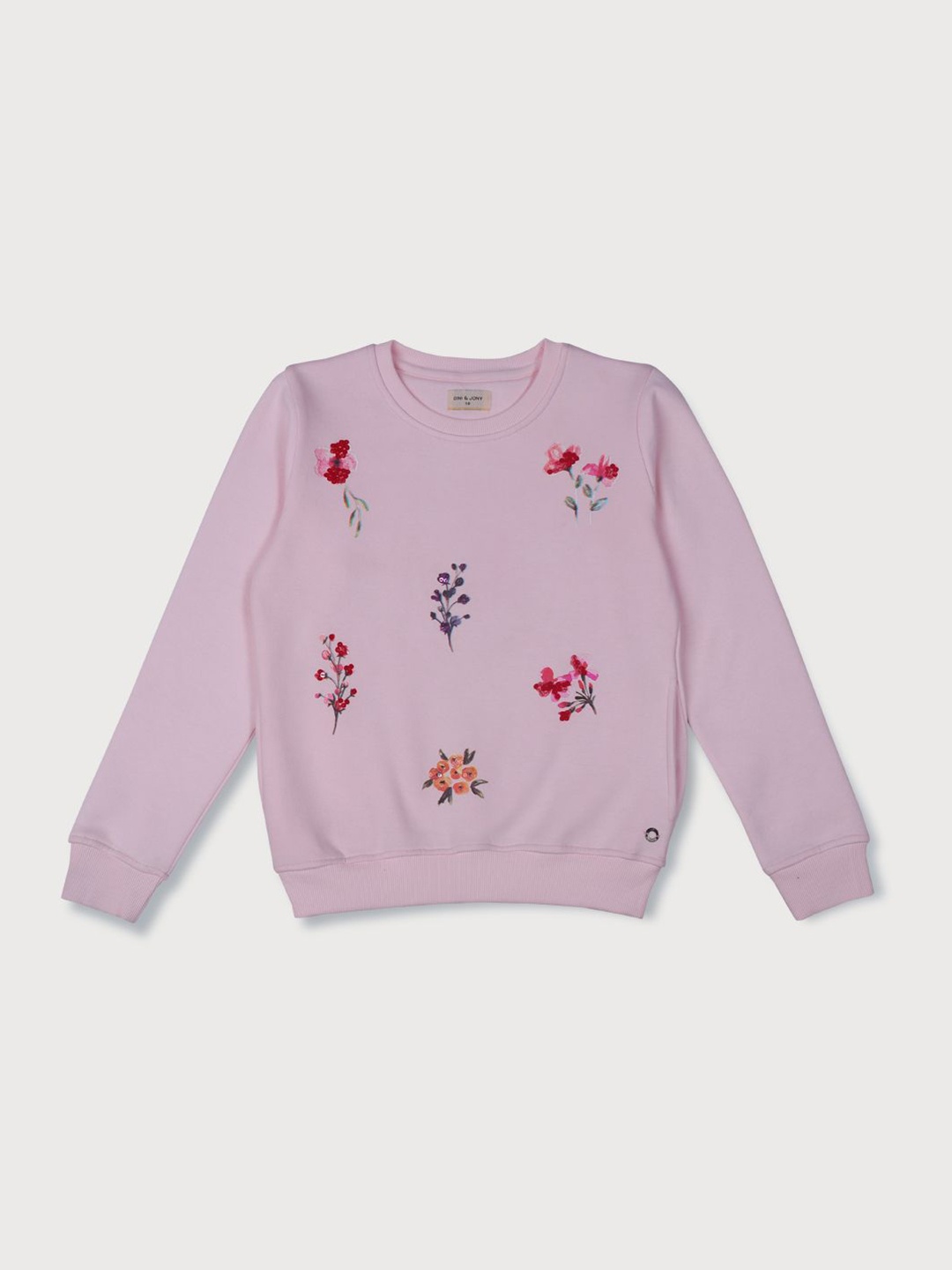 

Gini and Jony Girls Floral Printed Round Neck Cotton Pullover Sweatshirt, Pink
