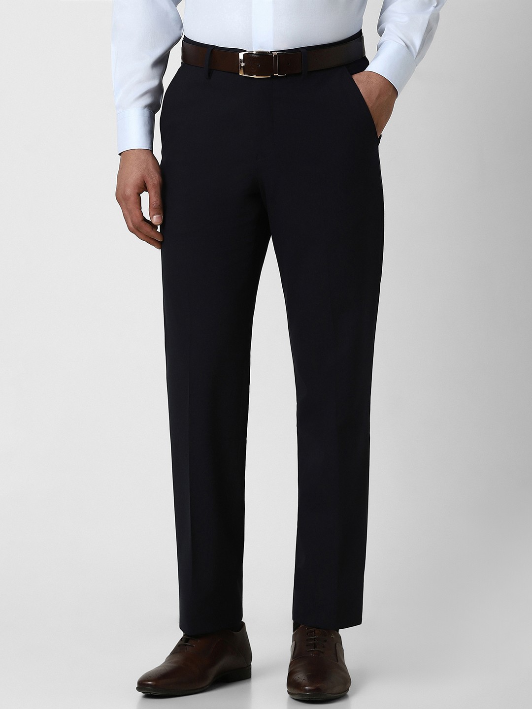 

Van Heusen Men Solid Regular Fit Formal Trousers, Black