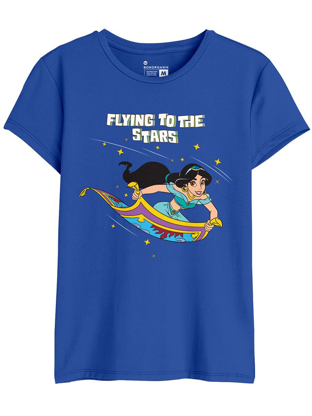 

BonOrganik Women Graphic Printed Round Neck Cotton T-shirt, Blue