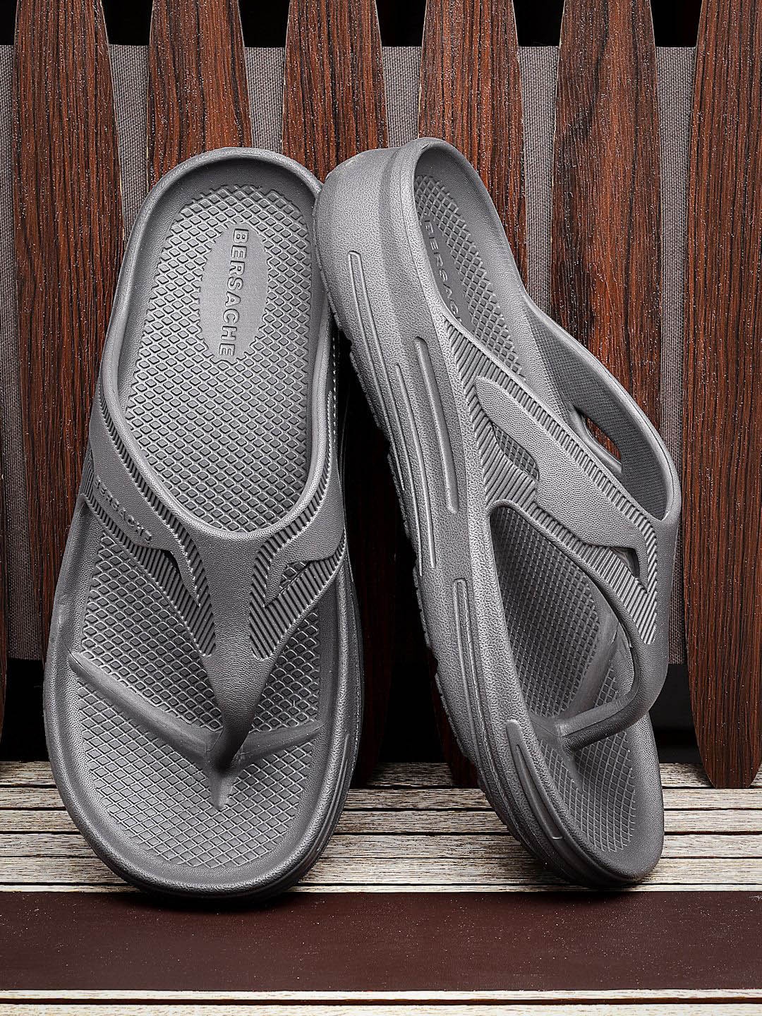 

BERSACHE Men Rubber Thong Flip-Flops, Grey