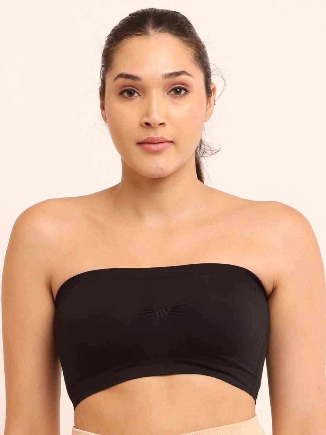 

Poftik Solid Medium Coverage Strapless Bandeau Bra, Black