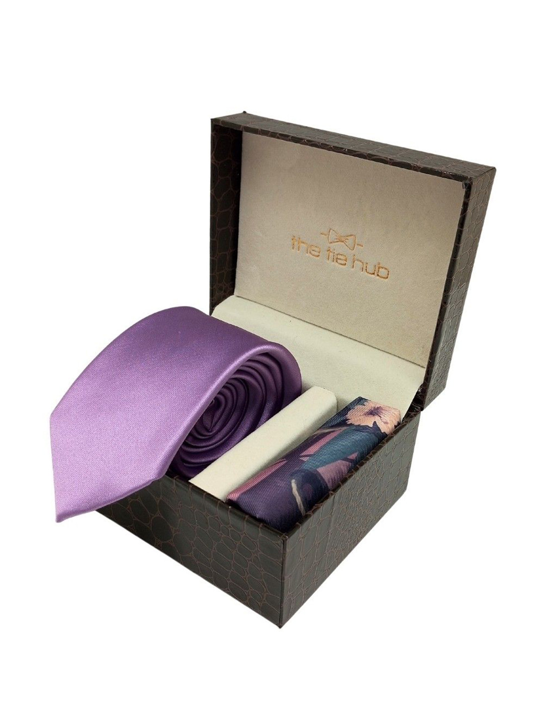 

The Tie Hub Men Accessory Gift Set Of Tie & Pocket Square, Purple