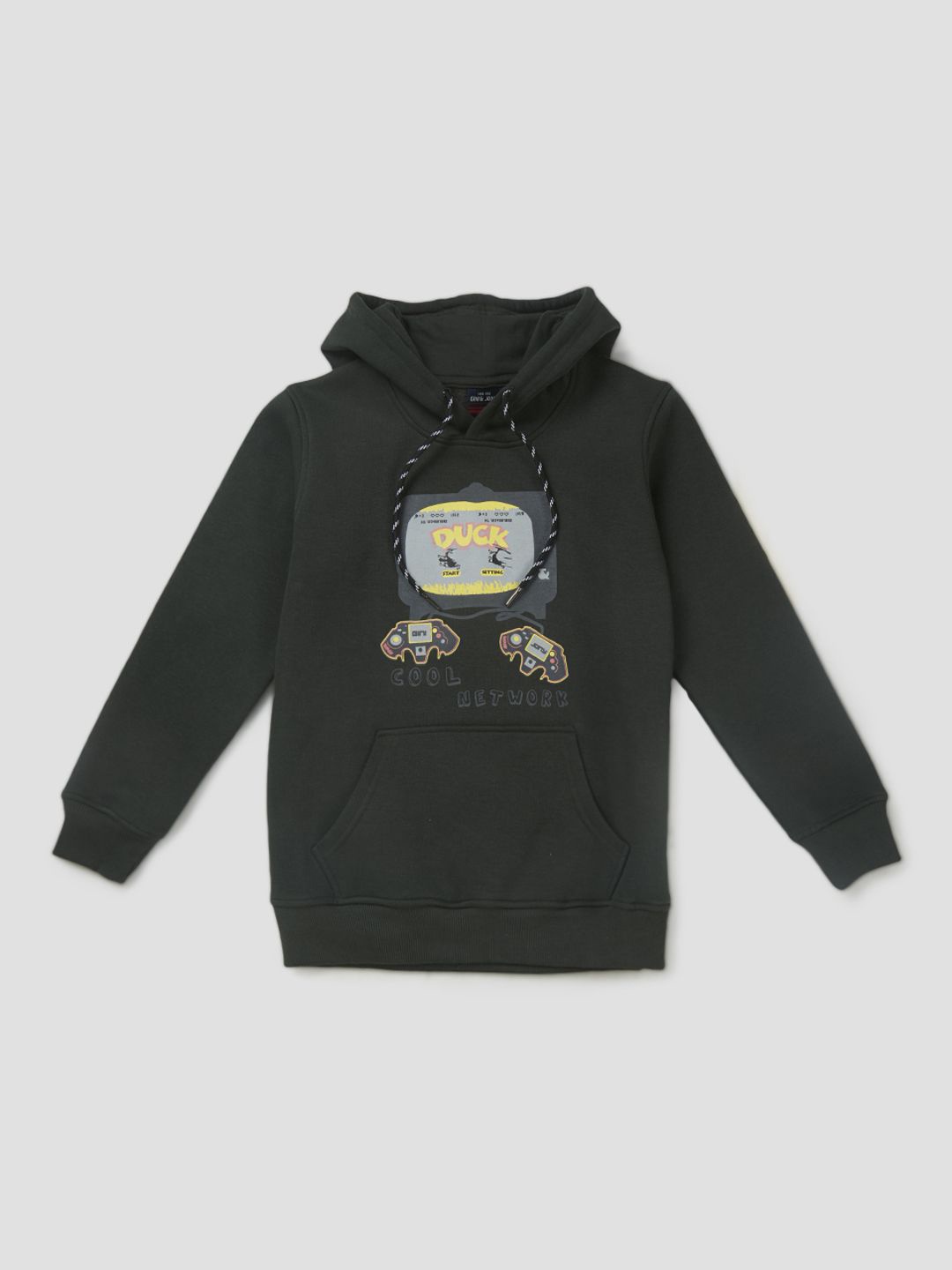 

Gini and Jony Boys Graphic Printed Hooded Cotton Pullover Sweatshirt, Olive