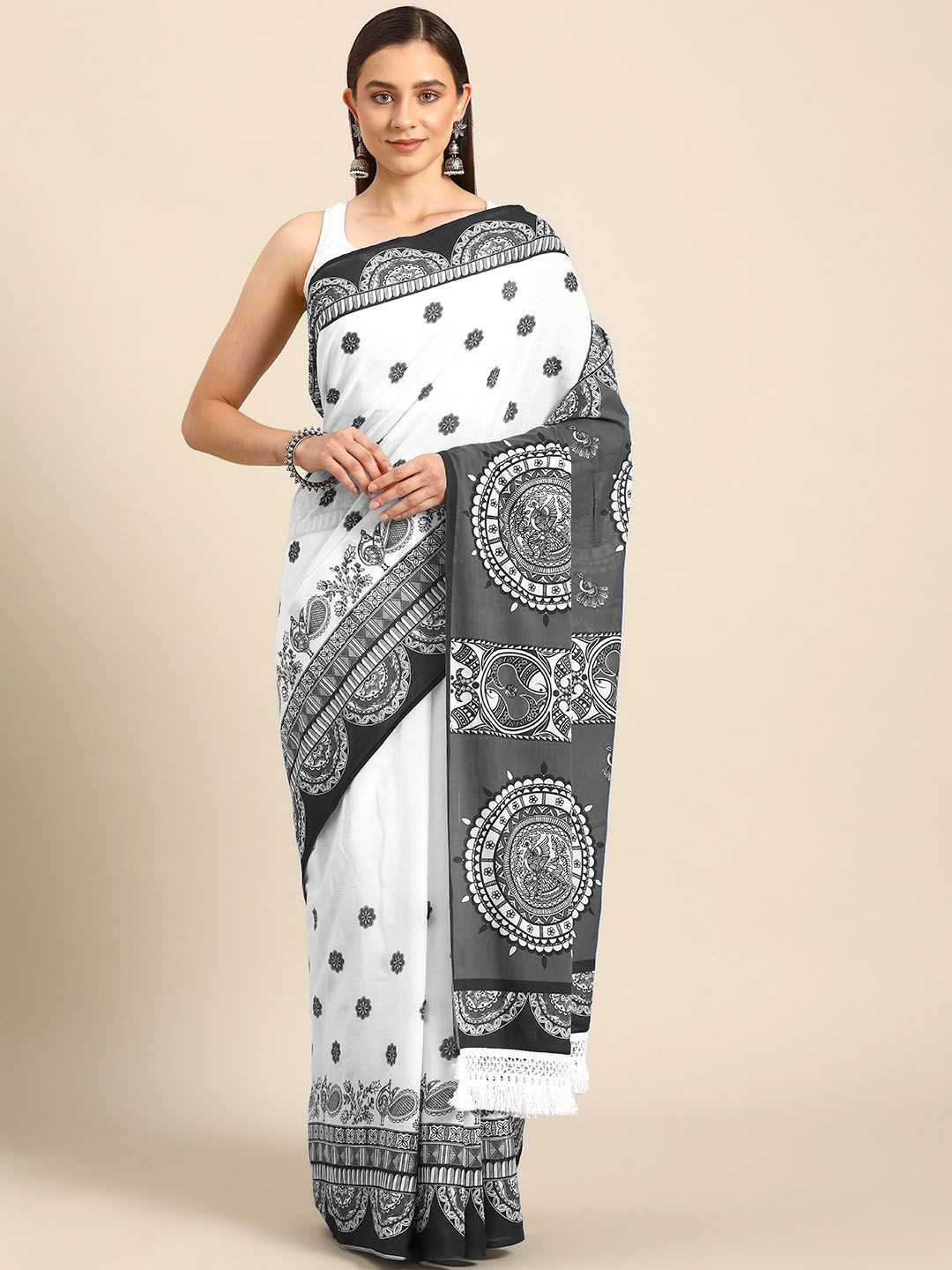 

BUTA BUTI Ethnic Motifs Printed Pure Cotton Saree, Grey