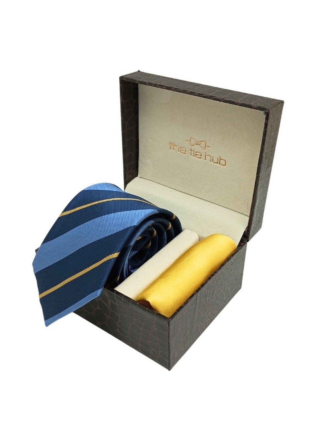 

The Tie Hub Men Accessory Gift Set Of Tie & Pocket Square, Blue