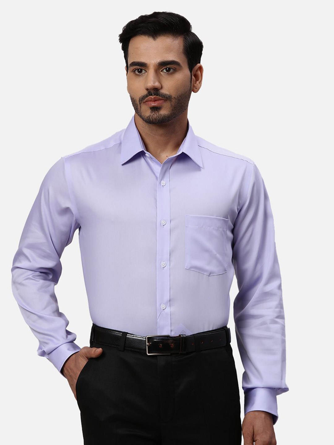 

Park Avenue Men Spread Collar Solid Cotton Formal Shirt, Violet