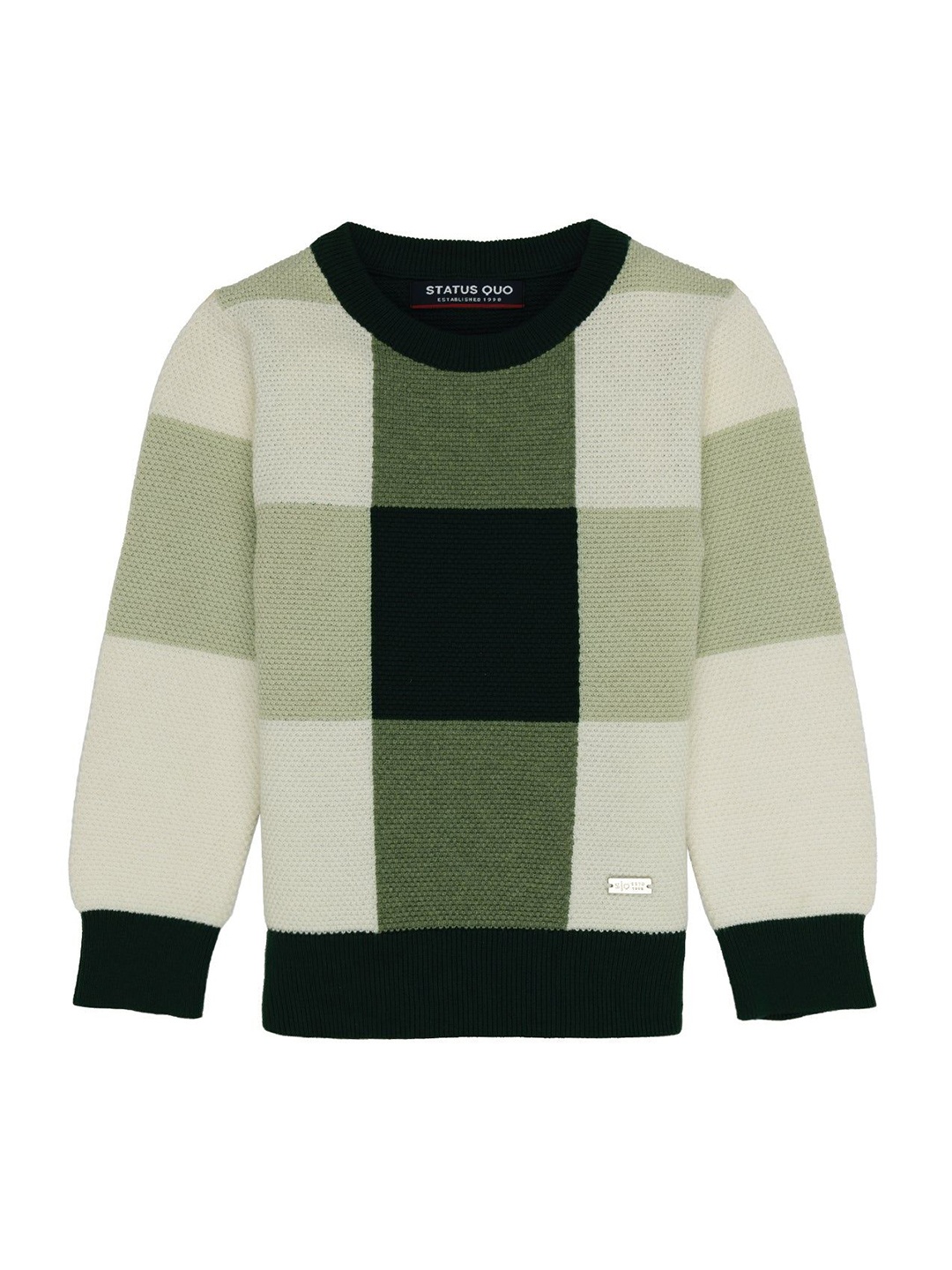 

Status Quo Boys Colourblocked Cotton Round Neck Sweater, Olive