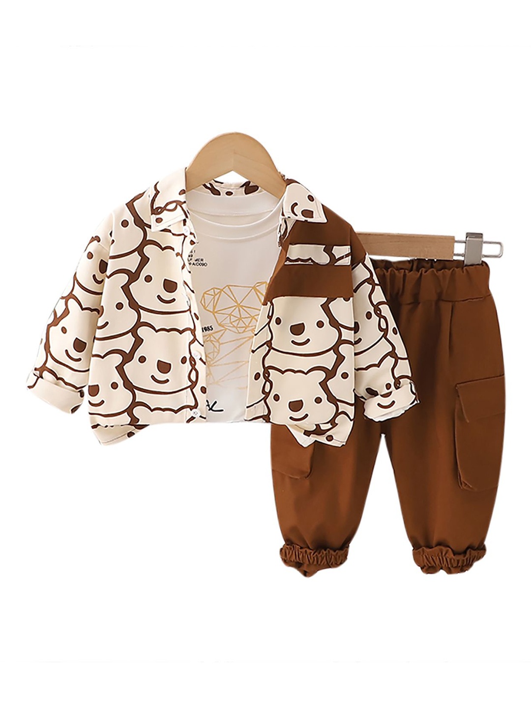 

StyleCast x Revolte Kids Brown & White Printed Pure Cotton Shirt with Pyjamas