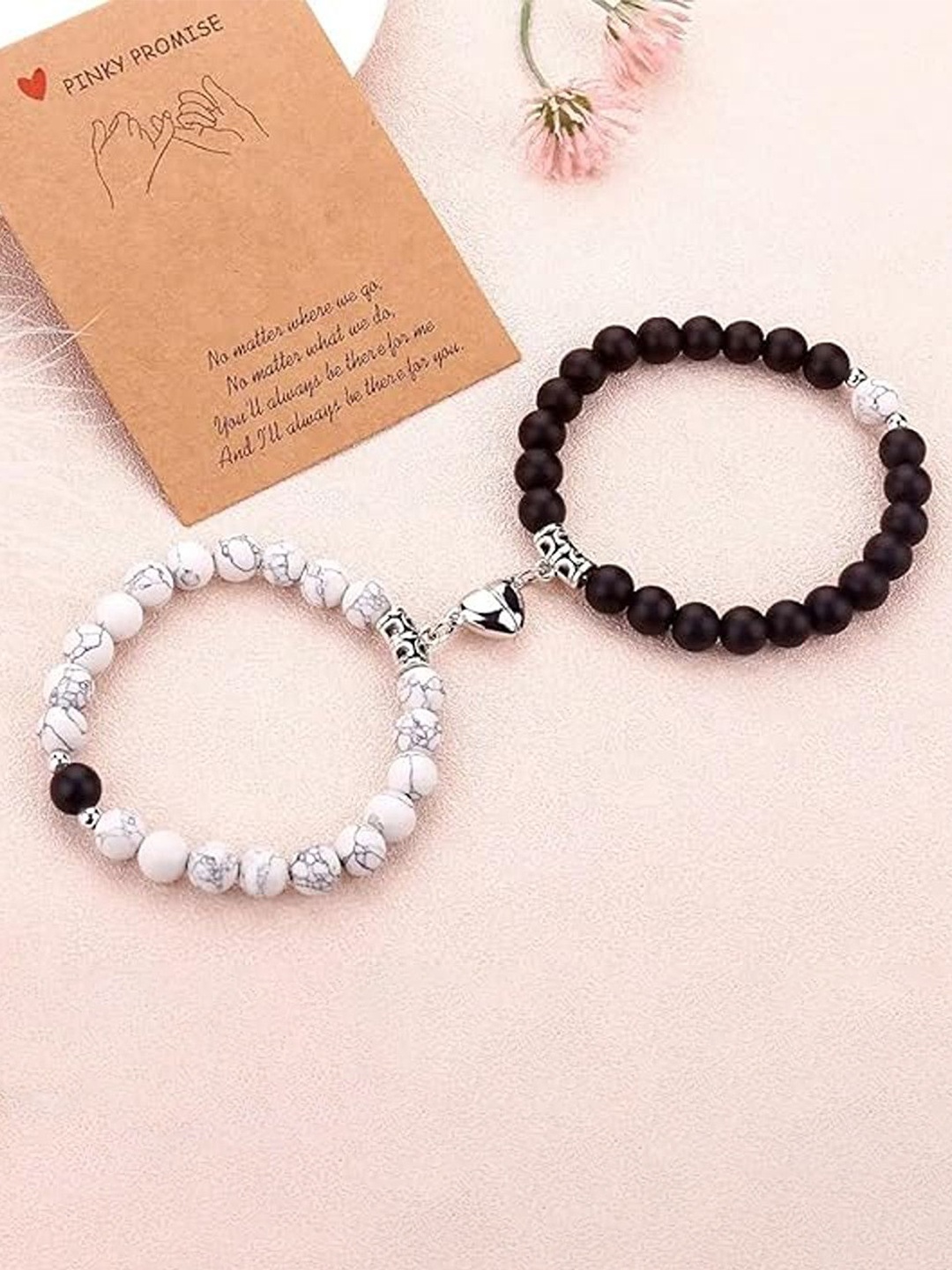 

Heer Collection Unisex Set of 2 Beaded Wood Elasticated Bracelet, Black