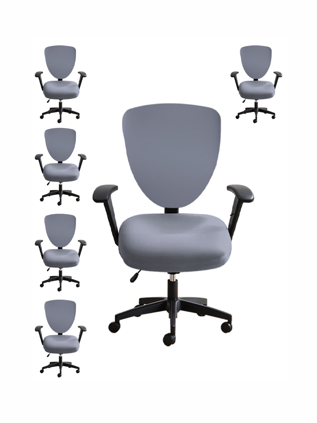 

Lazi Grey 6 Pieces Stretchable 200GSM Office Chair Covers
